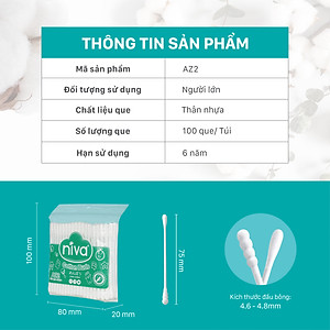 Combo 05 Tăm Bông NIVA Dành Cho Người Lớn Túi Zipper 100 Que Nhựa Az2