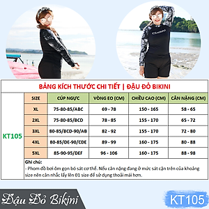 Áo tắm đồ bơi nữ BIG SIZE, mẫu áo tay dài chống nắng & quần short đùi kín đáo, che bắp tay dấu bụng tốt, bộ bơi 3 chi tiết cho người mập béo, size to đến 98kg | KT105