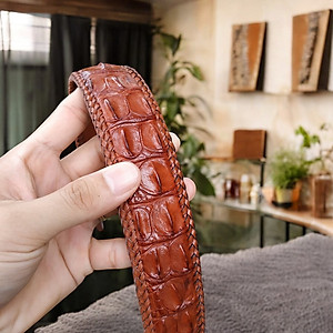 Dây Nịt Nam Cá Sấu Liền Nguyên Tấm Bản Rộng 4cm. Dây Được Đan Viền Thủ Công Rất Đẹp
