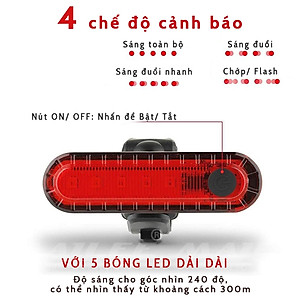 Đèn Hậu Phía Sau Xe Đạp USB 056ML 50 Lumens (4 chế độ màu đỏ) Sạc Lại Phù Hợp Với Mọi Loại Xe Đạp/Mũ bảo hiểm Dễ Dàng Lắp Đặt Mai Lee