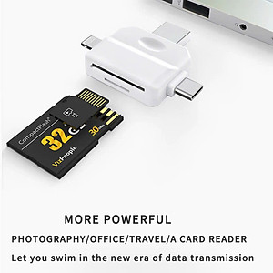 Đầu đọc thẻ nhớ SD, TF đa năng 3in1 Type c, L, USB dùng cho điện thoại, laptop, máy ảnh - Hàng nhập khẩu