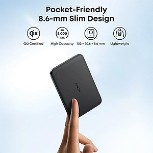Sạc dự phòng Anker MagGo Nano Power Bank Card-Like Slim Magnetic 1C 15W 5000mAh A1665 - Hàng chính hãng