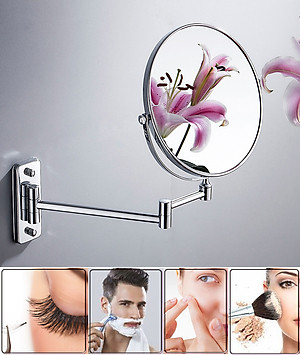 Gương trang điểm phóng đại 3 lần, xoay 360 độ, 2 mặt siêu nét, treo tường phòng tắm, phòng ngủ, Khách sạn, resort, Inox SUS 304, Size 15cm, 18cm, 20cm, Minh House