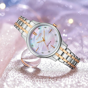 Đồng Hồ Nữ Citizen Đính Đá Swarovski Dây Thép Không Gỉ EM0896-89Y - Mặt Xà Cừ