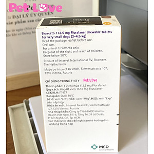 Thuốc Hỗ Trợ Điều Trị Rận Tai Ve Ghẻ Bọ Chét Chấy Chó MSD Bravecto24 (2 - 4 kg)