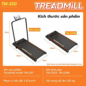 BG Máy Chạy Bộ Gập Gọn Có Điều Khiển Từ Xa,Có Tay Vịn TM-220A Chống Rung,Chống Ồn