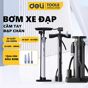 Bơm Xe Đạp Xe Máy Deli Tools Tích Hợp Đồng Hồ Áp Suất Tối Đa 160psi Nhỏ Gọn Dễ Dàng Mang Theo Mọi Nơi DL880005