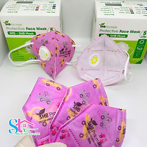 Khẩu trang N95 trẻ em có van thở SHB promask ,  Khẩu trang KN95 em bé 4 lớp kháng khuẩn chuẩn FFP2