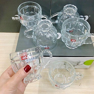 Bộ 6 ly 180ml bằng thuỷ tinh có tay cầm thích hợp uống trà, cafe - hàng chính hãng