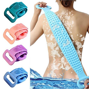 Dây tắm chà lưng 2 mặt silicon cao cấp massage thư giãn tẩy tế bào chết tiện ích - đai tắm cọ lưng silicon