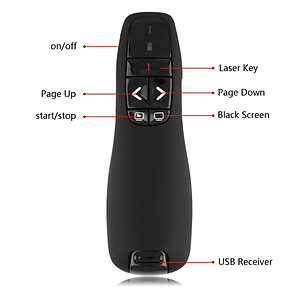 [Loại Tốt] Bút Chỉ Laser Trình Chiếu Điều Khiển Không Dây Từ Xa KhoNCC-R400 2.4ghz Hàng Chính Hãng Dùng Khi Thuyết Trình PowerPoint - KLVQ-BTC-R400-200 (Đen)