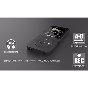 Máy nghe nhạc Ruizu X02: Thiết kế nhỏ gọn, ghi âm chất lượng cao, nghe đài FM, hỗ trợ nhạc Lossless (MP3/WMA/WAV/APE/FLAC), màn hình TFT 1.8 inch, bộ nhớ 8GB/16GB, thẻ nhớ microSD 64GB, pin 80 giờ, giải trí tiện lợi mọi lúc mọi nơi - Hàng nhập khẩu