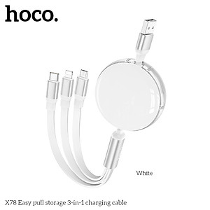 Bảo hành chính hãng 1 năm Cáp sạc nhanh đa năng rút gọn 3 đầu sạc cùng lúc 3 thiết bị X78 - Hàng chính hãng