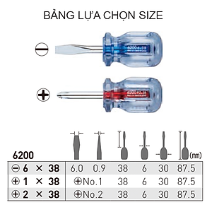 Tô vít ngắn cán nhựa trong No.6200 Vessel (Nhật Bản)