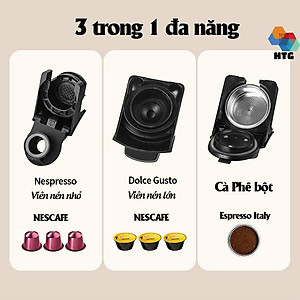 Máy pha cà phê viên nén Stelang ST504 3 trong 1, dùng được cà phê bột và Dolce Gusto, Nespresso, áp suất 19 bar hàng chính hãng