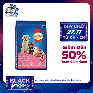 Thức Ăn Khô Cho Chó Con Hương Vị Thịt Bò Và Sữa SmartHeart (1.5kg)