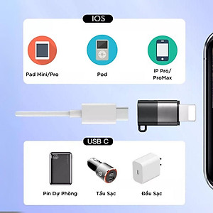 Đầu chuyển đổi Cho Micro Thu Âm Không Dây từ Type C sang Lightningg (i.phone) type c sang ios Jack Dây KHÔNG DÙNG CHO TAI NGHE - Hàng Nhập Khẩu