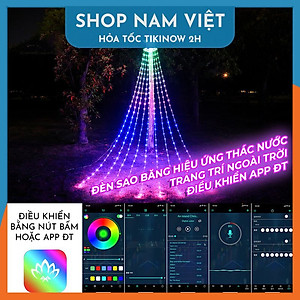 Dây Led Sao Băng RGB Hiệu Ứng Thác Nước, Điều Khiển Bằng Điện Thoại - Trang Trí Ngoài Trời Giáng Sinh, Năm Mới