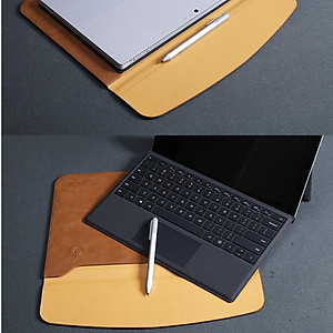 Bao da, Cặp da, túi da chống sốc cho Macbook, Surface Pro, Laptop - Tặng kèm ví đựng sạc/ chuột