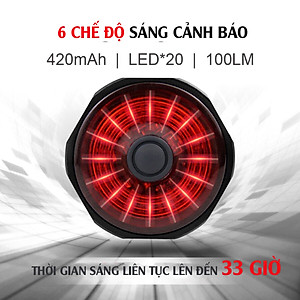 Đèn Đuôi LED Xe Đạp Thông Minh Cảnh Báo Ban Đêm Có Cảm Biến Chuyển Động Và Báo Đèn Khi Phanh Xe Chống Nước Sạc Điện USB MAILEE - Hàng Chính Hãng