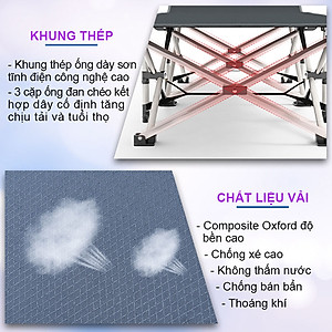 Giường xếp du lịch, vải bạt 3D chống thấm, chống bám bụi, xếp gọn kèm túi du lịch - NIKITA