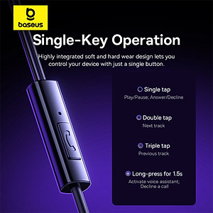 Tai nghe Type C Baseus Encok CZ11 Wired Earphones dùng cho iphone15 iPad Samsung Laptop - Hàng Chính Hãng