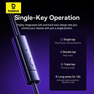 Tai nghe Type C Baseus Encok CZ11 Wired Earphones dùng cho iphone15 iPad Samsung Laptop - Hàng Chính Hãng