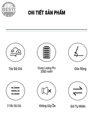 Quạt Mini Tích Điện Đeo Cổ Thời Trang Besti Y01,  3 Tốc Độ Gió Siêu Mát, Chạy Siêu Êm, Dung Lượng Pin 2000mAh, Phù Hợp Khi Chạy Bộ, Đi Du Lịch , Văn Phòng, Đi Chơi- Hàng Chính Hãng