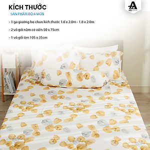 Bộ Ga Giường 4 Món Yellow Fruit Mềm Mại 100% Mirco Silk Cao Cấp A2Z Home