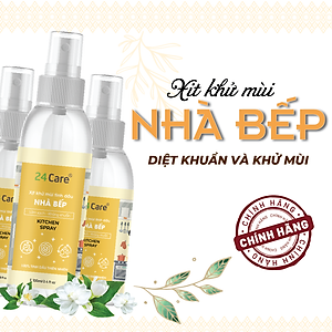 Xịt nhà bếp tinh dầu 24CARE 50ml/100ml/250ml - Xịt lau chùi bếp, bề mặt bị dính bẩn, diệt bề mặt dính vi khuẩn, không khí chứa vi khuẩn.