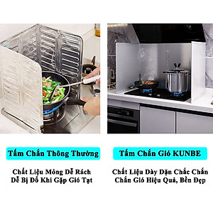 Tấm Chắn Gió Bếp Chống Văng Dầu Mỡ KUNBE Chất Liệu Inox 304 Chắc Chắn Bền Đẹp, Chắn Gió Hiệu Quả