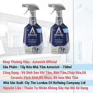 Dung dịch tẩy rửa vệ sinh nhà tắm tẩy cặn canxi và vết ố trên thiết bị sen vòi inox chậu rửa inox Astonish… C6710