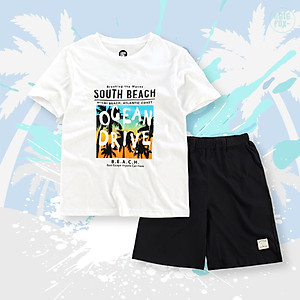 Bộ Bé Trai Bigfox, Bộ Cộc Tay Trẻ Em Mùa Hè Chất Cotton Mát In Hình South Beach