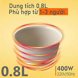 Nồi cơm điện đa chức năng Daewoo DWRC-Y201 1L lòng nồi phủ Ceramic, với 7 chế độ nấu -Hàng chính hãng