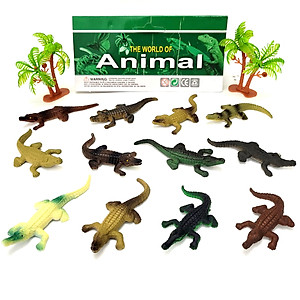Đồ chơi 12 Cá Sấu giả bằng nhựa dẻo 5.5 cm New4all Wild Animal xinh xắn nhiều màu