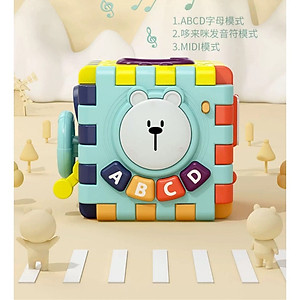 Hộp Nhạc Đồ Chơi Trí Tuệ 6in1 Hình Lập Phương Đa Năng Có Ghép Hình, Phát Nhạc, Đàn- Size 17.5x17.5x26cm
