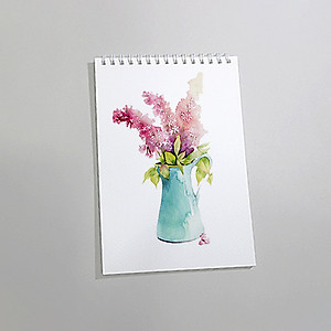 Sổ vẽ màu nước A4 giấy chuyên dụng có vân đẹp nhập từ Ý định lượng 300gsm, loang màu tốt lên màu trong tự nhiên,15 tờ/cuốn Green Art-Hàng chính hãng