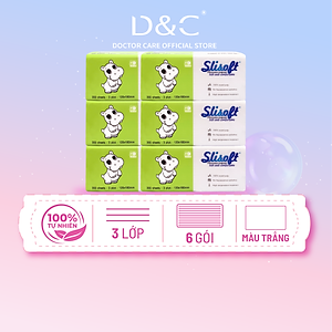 Combo 6 Giấy ăn Slisoft Trắng 3 lớp x 100 tờ đa năng, khăn giấy rút không chất tẩy trắng an toàn cho cả gia đình