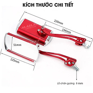 Gương Chiếu Hậu Xe Đạp quan sát chiếu hậu xe đạp/ xe đạp điện 360 độ (2 chiếc/ bộ), chất liệu hợp kim nhôm (đã kèm theo pad chân gương lỗ 8mm) - Mai Lee