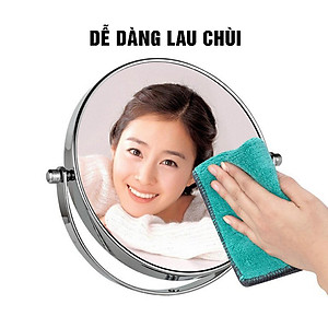 Gương trang điểm phóng đại 3 lần, xoay 360 độ, 2 mặt siêu nét, để bàn, Inox 304, Size 18cm, 20cm, Minh House G31