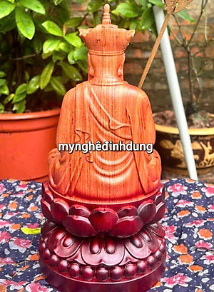 Tượng phật địa tạng vương bồ tát bằng gỗ hương đá sơn pu giả cổ kt cao 30x15x15cm 