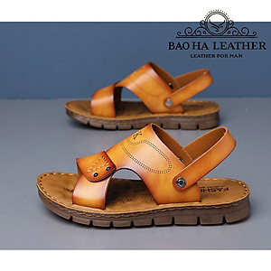 Dép nam quai ngang da bò thật cao cấp BHD8083 Dép quai hậu