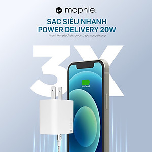 Adapter Sạc Type C PD 20W Mophie Trắng - Hàng chính hãng