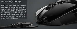 Chuột game không dây Lightspeed RGB Logitech G903 - Cảm biến Hero 25k, pin sạc 140h+, thiết kế thuận cả 2 tay, pin 180h, PC/Mac - Hàng chính hãng