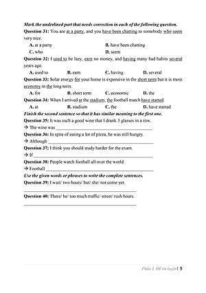 Bộ đề ôn thi vào lớp 10 THPT môn Tiếng Anh