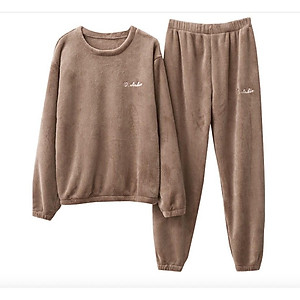 Bồ Ngủ Bông Tay Dài Hoạ Tiết Thêu Thời Trang Thu Đông Cho Phái Nữ