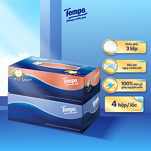 [COMBO 2 HỘP] Khăn giấy rút cao cấp Tempo - 4 lớp bền dai, an toàn cho da - Thương hiệu Đức