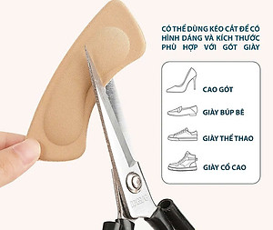 Bộ 2 cặp lót giày 4D bảo vệ gót chân và chống tuột gót giày (loại bầu) 1 CẶP KEM VÀ 1 CẶP ĐEN