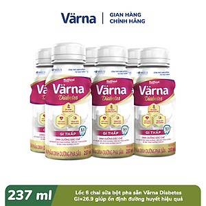 Thùng Sữa Bột Pha Sẵn Cho Người Tiểu Đường Värna Diabetes (24 Chai X 237ml) - GI Thấp Ổn Định Đường Huyết