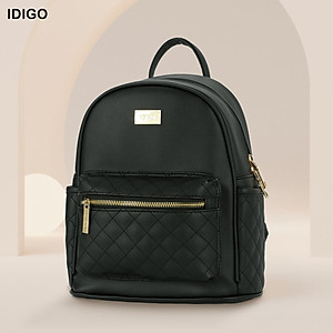 Balo da nữ đi chơi, ba lô công sở họa tiết chần trám ngăn trước IDIGO FBP2 - 4322